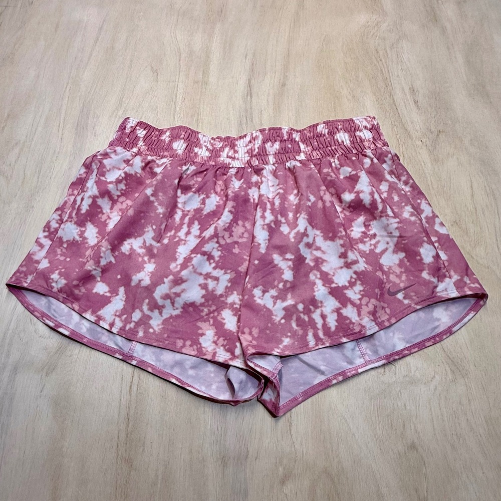 Nike‎ Dri-FIT Womens Training Shorts Pink White Tie Dye HJ1096-699 Size L NWT